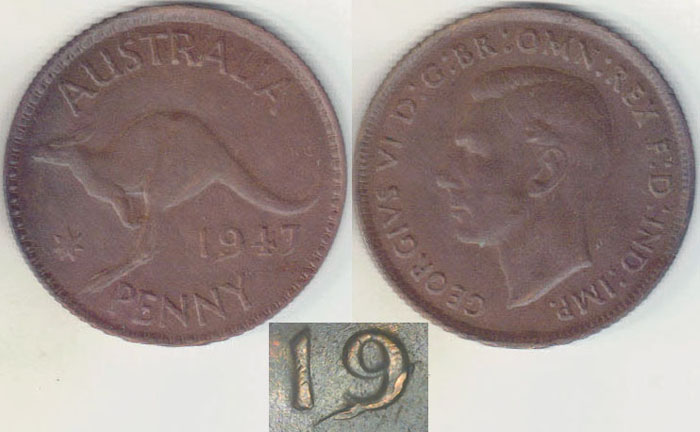 1947 Australia Penny (forked tail) A001297